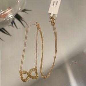 Solid 14k Gold Infinity Pendant Necklace.18”